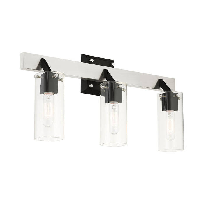 Livex Lighting 17823-91 Three Light Vanity, Brushed Nickel & Black