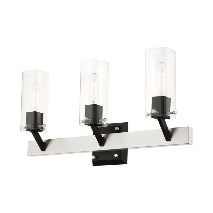 Livex Lighting 17823-91 Three Light Vanity, Brushed Nickel & Black