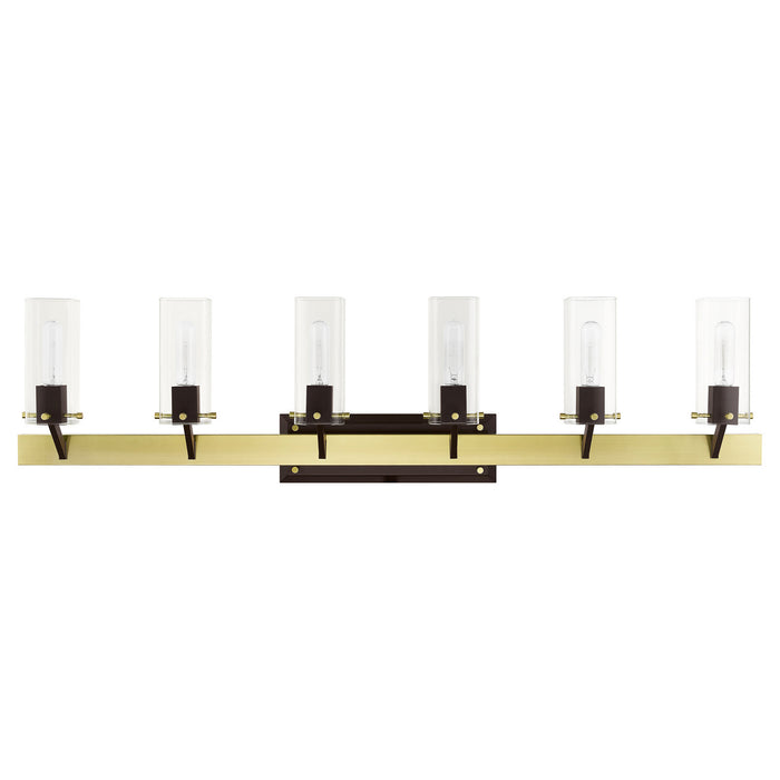 Livex Lighting 17826-12 Six Light Vanity, Satin Brass & Bronze