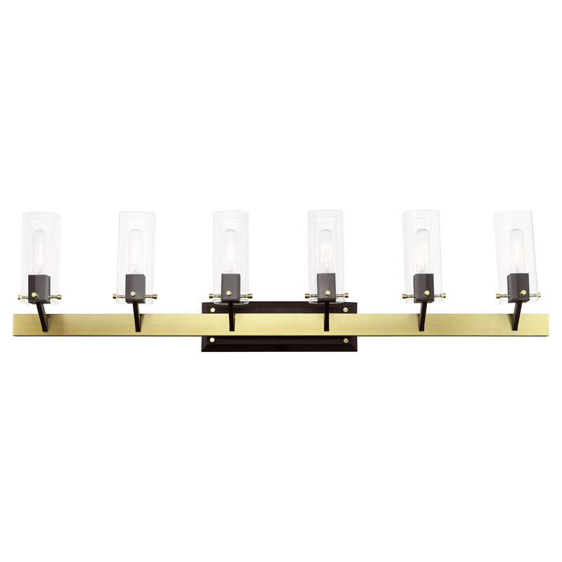 Livex Lighting 17826-12 Six Light Vanity, Satin Brass & Bronze