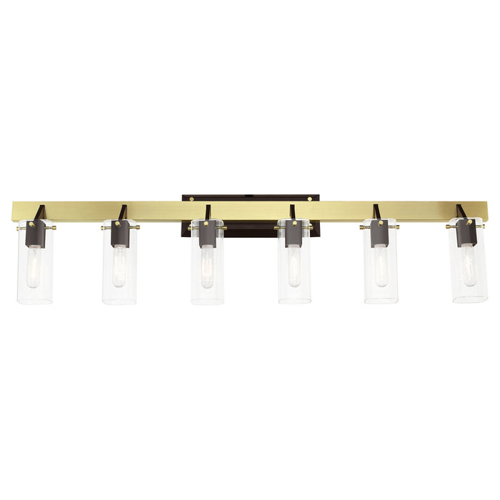 Livex Lighting 17826-12 Six Light Vanity, Satin Brass & Bronze