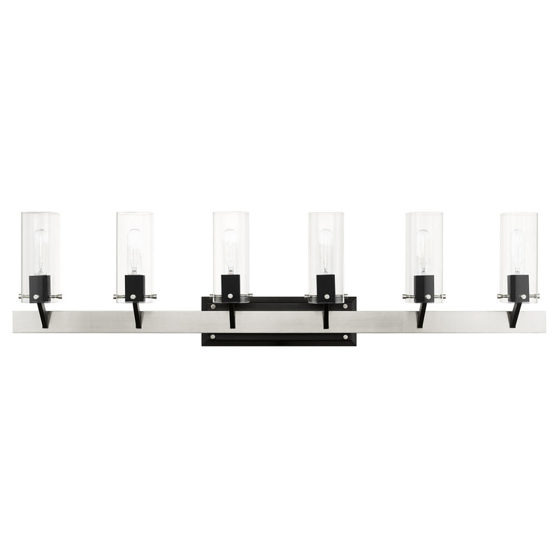 Livex Lighting 17826-91 Six Light Vanity, Brushed Nickel & Black