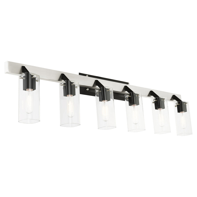 Livex Lighting 17826-91 Six Light Vanity, Brushed Nickel & Black