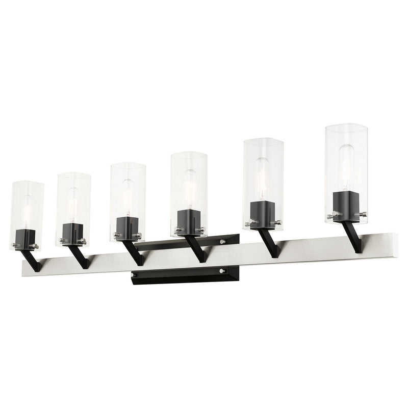Livex Lighting 17826-91 Six Light Vanity, Brushed Nickel & Black