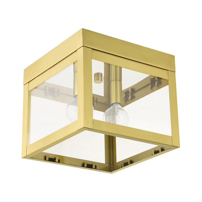 Livex Lighting 20588-12 Two Light Flush Mount, Satin Brass