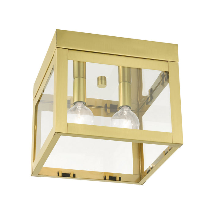 Livex Lighting 20588-12 Two Light Flush Mount, Satin Brass