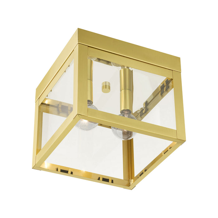 Livex Lighting 20588-12 Two Light Flush Mount, Satin Brass