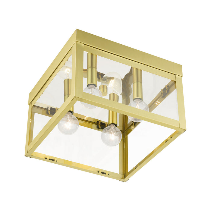 Livex Lighting 20589-12 Four Light Flush Mount, Satin Brass