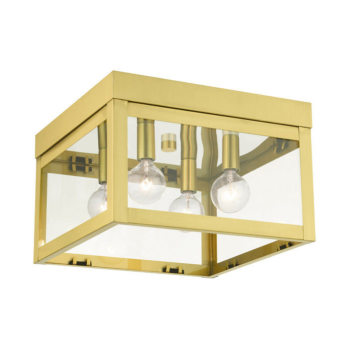 Livex Lighting 20589-12 Four Light Flush Mount, Satin Brass