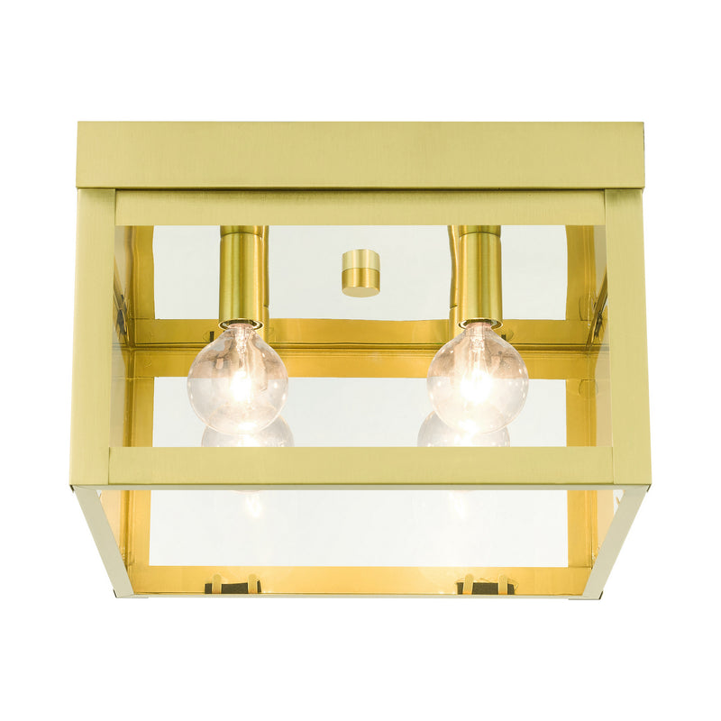 Livex Lighting 20589-12 Four Light Flush Mount, Satin Brass