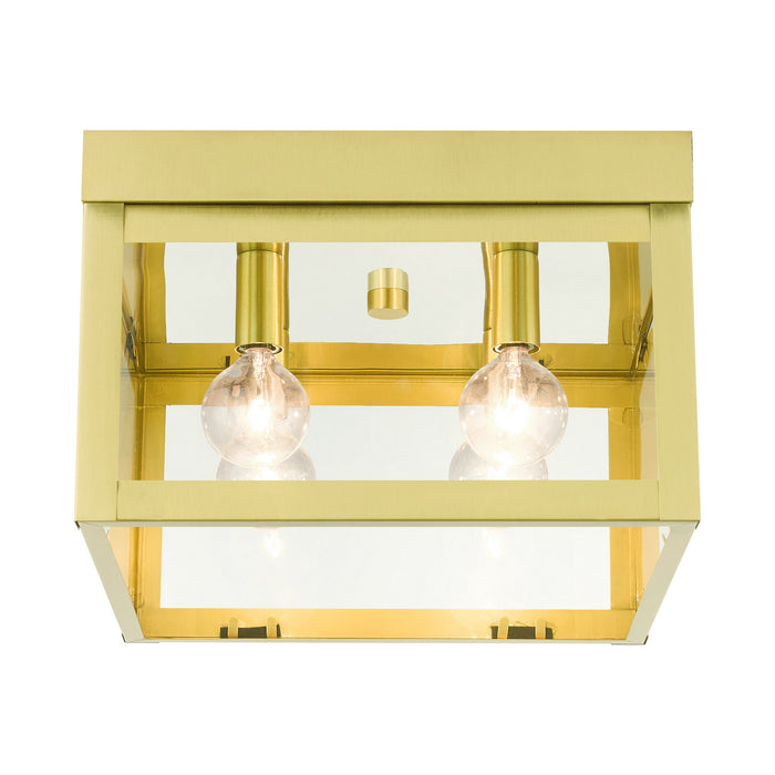 Livex Lighting 20589-12 Four Light Flush Mount, Satin Brass