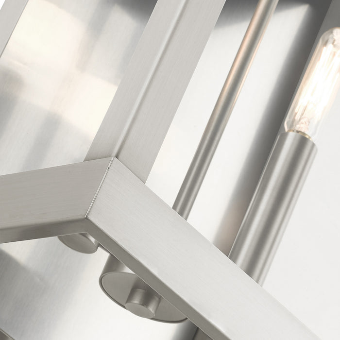 Livex Lighting 21235-91 Two Light Outdoor Wall Lantern, Brushed Nickel w/ Brushed Nickel Stainless Steel