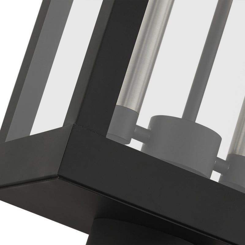 Livex Lighting 21236-04 Two Light Outdoor Post Top Lantern, Black w/ Brushed Nickels