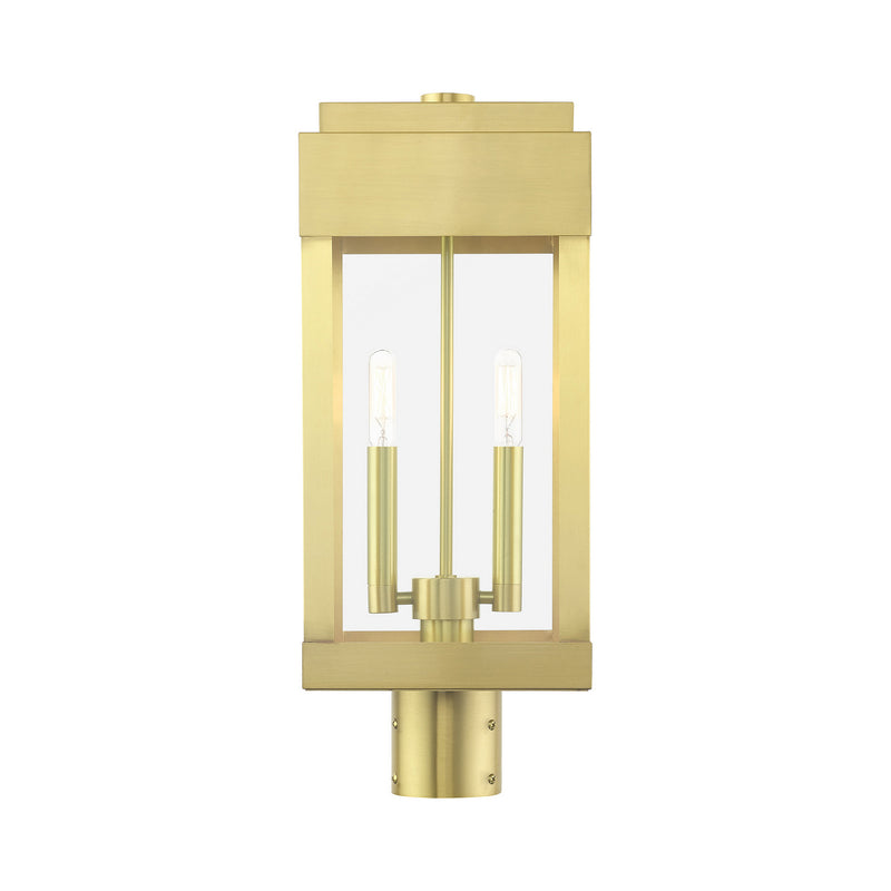 Livex Lighting 21236-12 Two Light Outdoor Post Top Lantern, Satin Brass