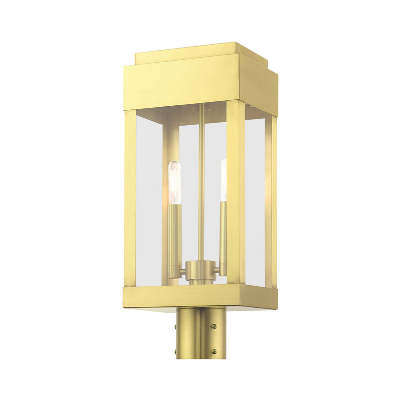 Livex Lighting 21236-12 Two Light Outdoor Post Top Lantern, Satin Brass