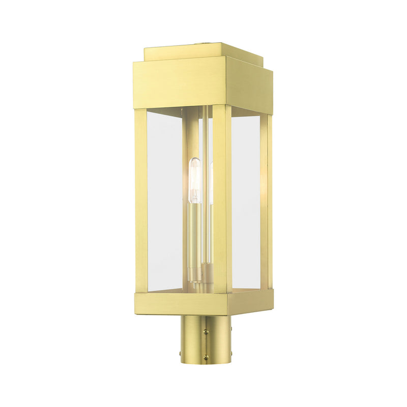 Livex Lighting 21236-12 Two Light Outdoor Post Top Lantern, Satin Brass