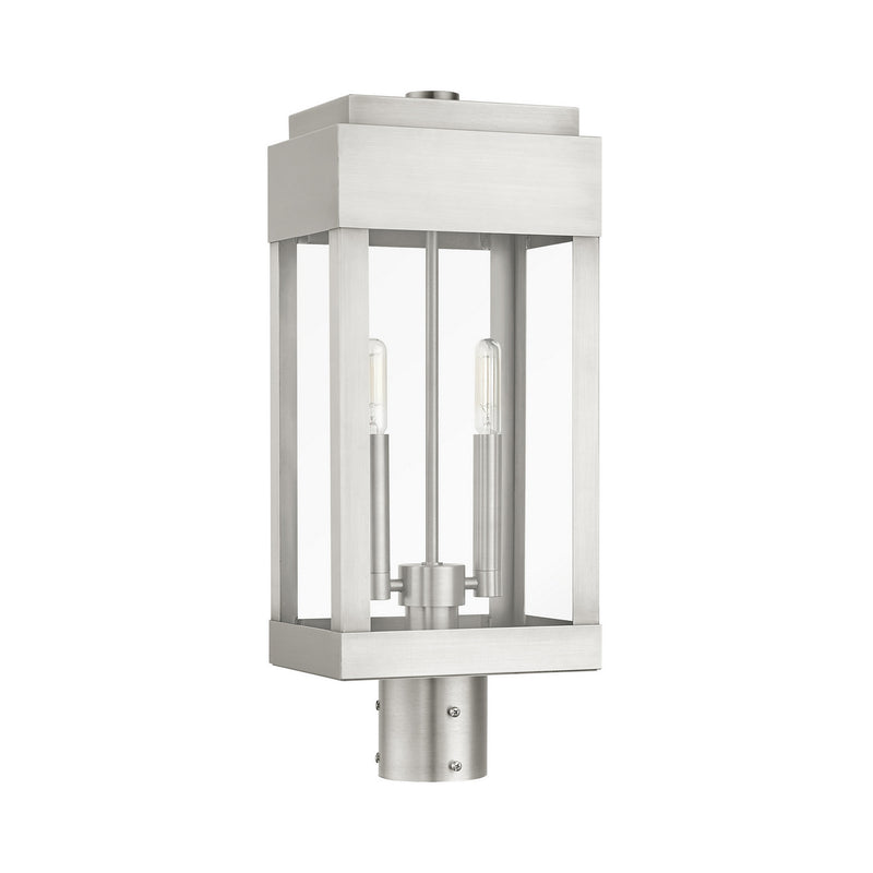Livex Lighting 21236-91 Two Light Outdoor Post Top Lantern, Brushed Nickel