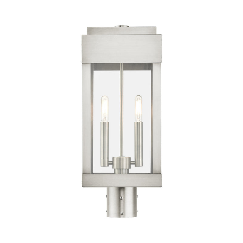 Livex Lighting 21236-91 Two Light Outdoor Post Top Lantern, Brushed Nickel