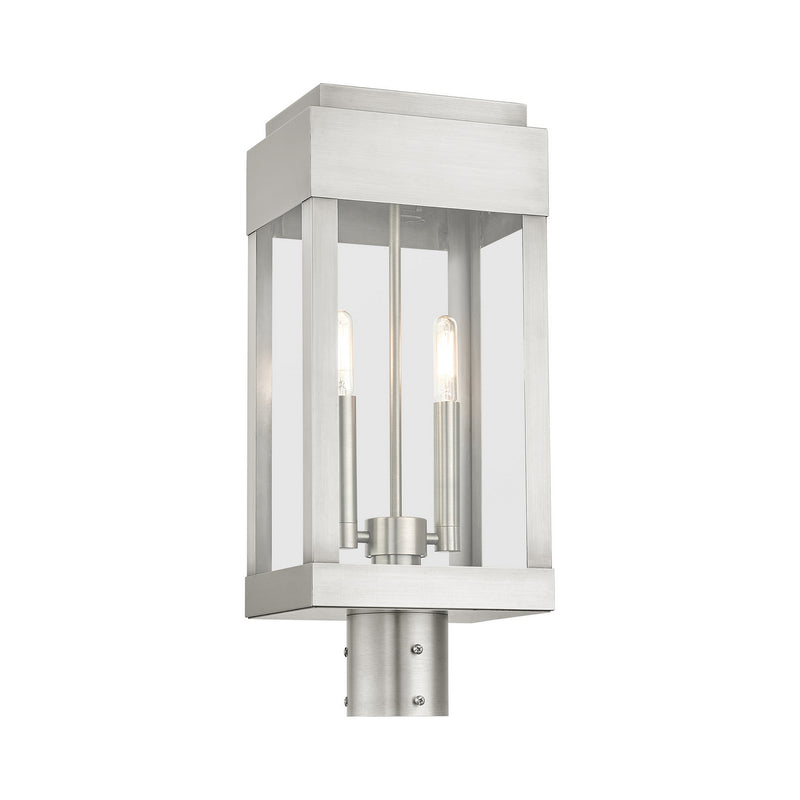 Livex Lighting 21236-91 Two Light Outdoor Post Top Lantern, Brushed Nickel