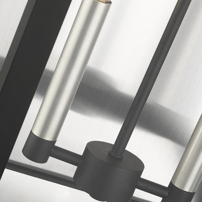 Livex Lighting 21238-04 Two Light Outdoor Wall Lantern, Black w/ Brushed Nickels w/ Brushed Nickel Stainless Steel