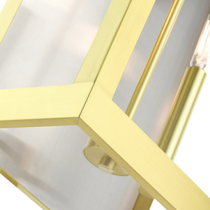 Livex Lighting 21238-12 Two Light Outdoor Wall Lantern, Satin Brass w/ Brushed Nickel Stainless Steel