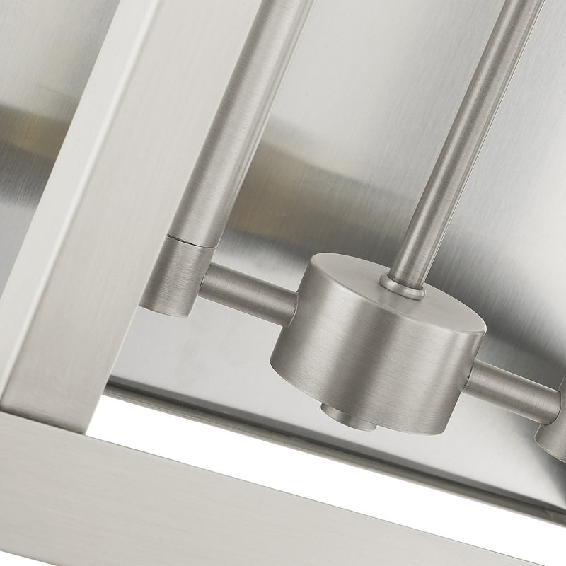 Livex Lighting 21238-91 Two Light Outdoor Wall Lantern, Brushed Nickel w/ Brushed Nickel Stainless Steel