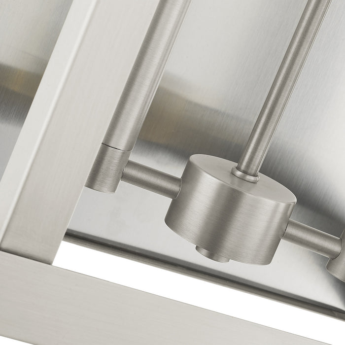 Livex Lighting 21238-91 Two Light Outdoor Wall Lantern, Brushed Nickel w/ Brushed Nickel Stainless Steel