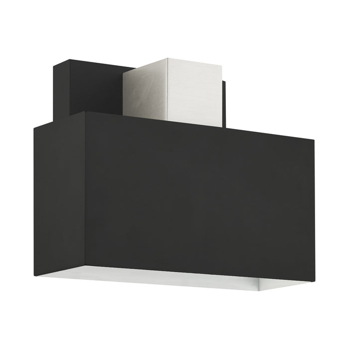 Livex Lighting 22422-04 One Light Outdoor Wall Sconce, Black w/ Brushed Nickels