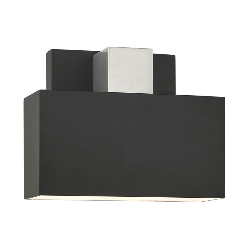 Livex Lighting 22422-04 One Light Outdoor Wall Sconce, Black w/ Brushed Nickels
