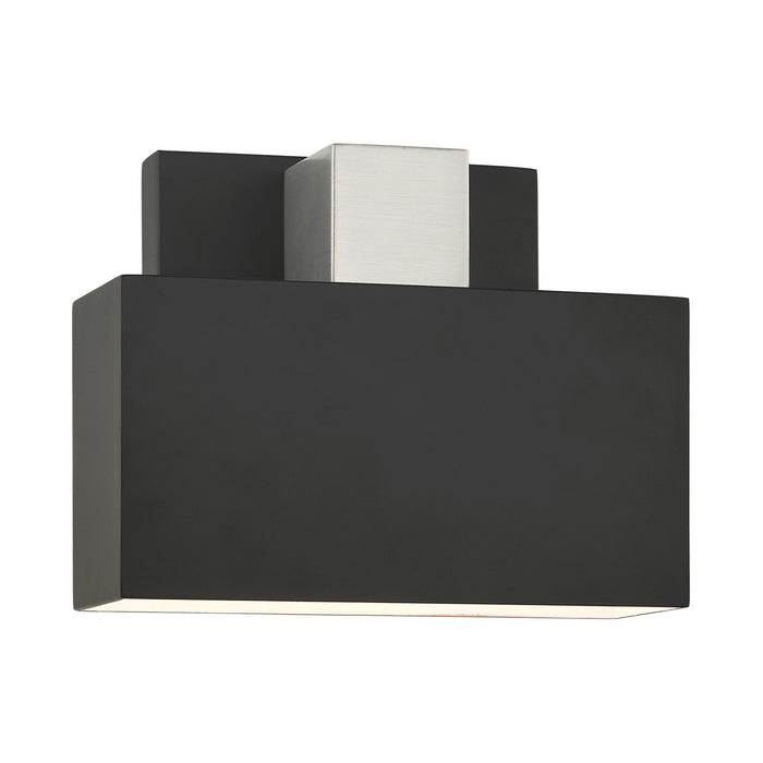 Livex Lighting 22422-04 One Light Outdoor Wall Sconce, Black w/ Brushed Nickels
