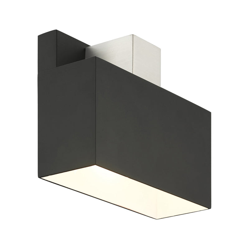 Livex Lighting 22422-04 One Light Outdoor Wall Sconce, Black w/ Brushed Nickels
