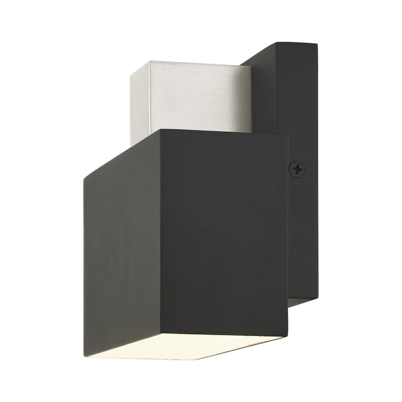 Livex Lighting 22422-04 One Light Outdoor Wall Sconce, Black w/ Brushed Nickels