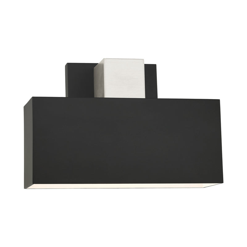 Livex Lighting 22423-04 One Light Outdoor Wall Sconce, Black w/ Brushed Nickels