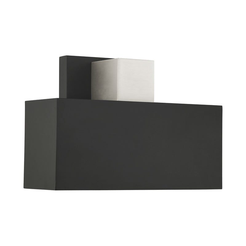 Livex Lighting 22423-04 One Light Outdoor Wall Sconce, Black w/ Brushed Nickels