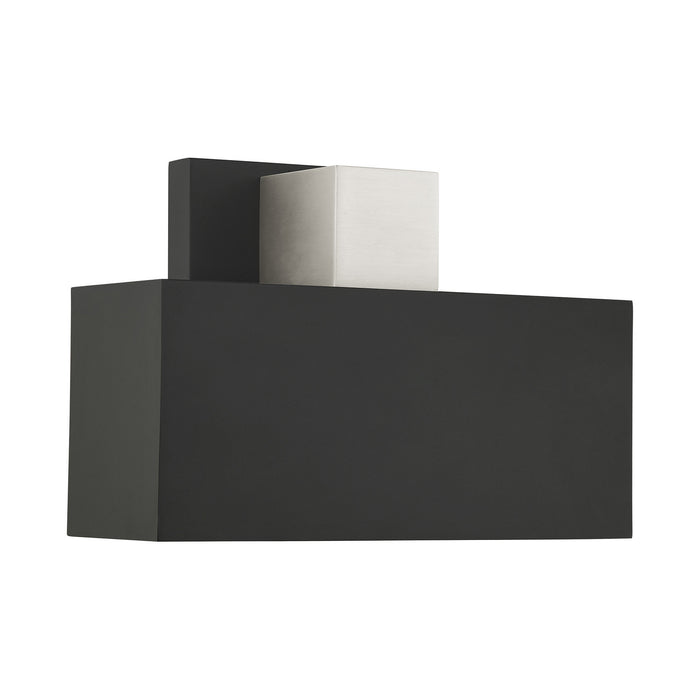 Livex Lighting 22423-04 One Light Outdoor Wall Sconce, Black w/ Brushed Nickels