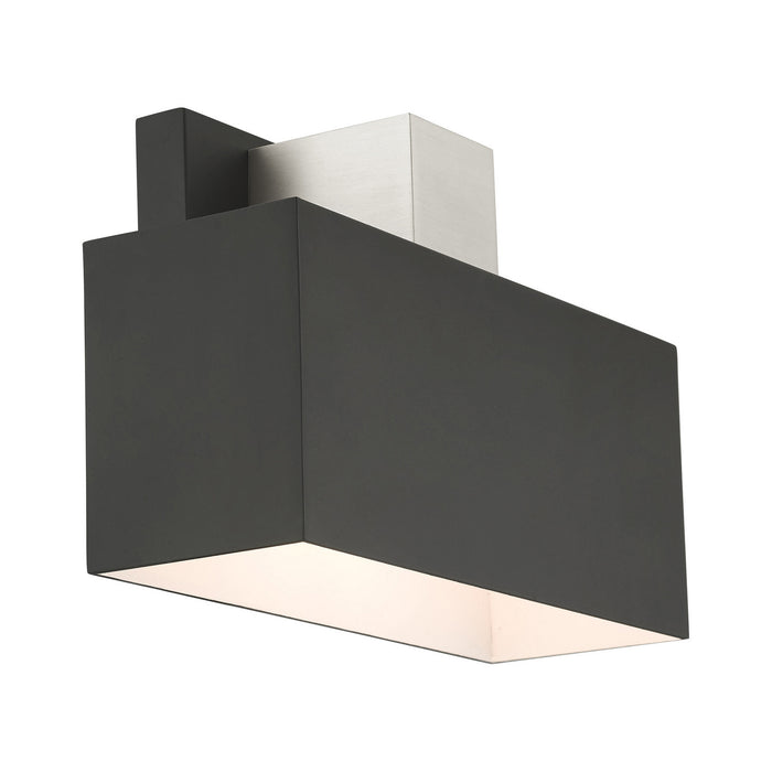 Livex Lighting 22423-04 One Light Outdoor Wall Sconce, Black w/ Brushed Nickels