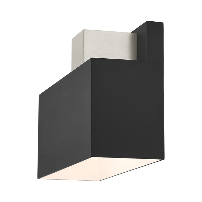 Livex Lighting 22423-04 One Light Outdoor Wall Sconce, Black w/ Brushed Nickels