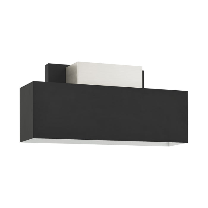 Livex Lighting 22424-04 Two Light Outdoor Wall Sconce, Black w/ Brushed Nickels