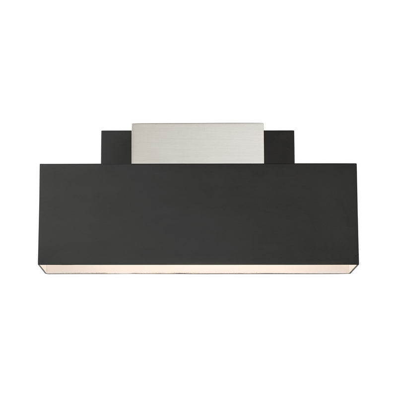 Livex Lighting 22424-04 Two Light Outdoor Wall Sconce, Black w/ Brushed Nickels