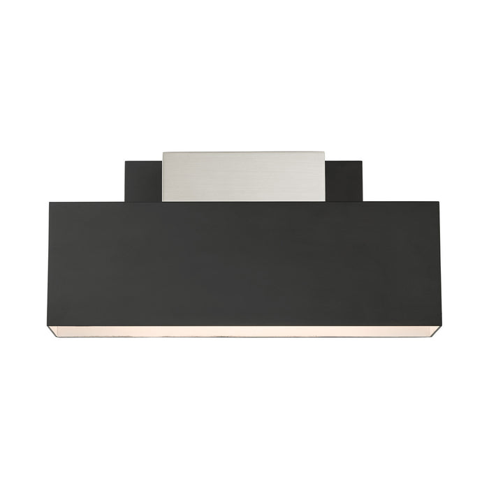 Livex Lighting 22424-04 Two Light Outdoor Wall Sconce, Black w/ Brushed Nickels