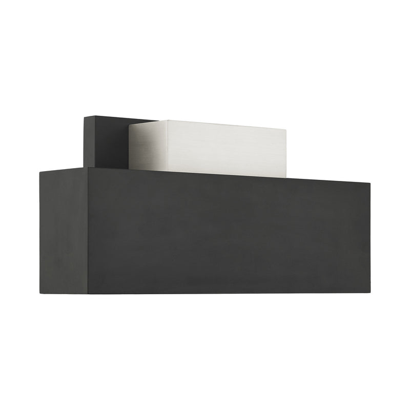 Livex Lighting 22424-04 Two Light Outdoor Wall Sconce, Black w/ Brushed Nickels