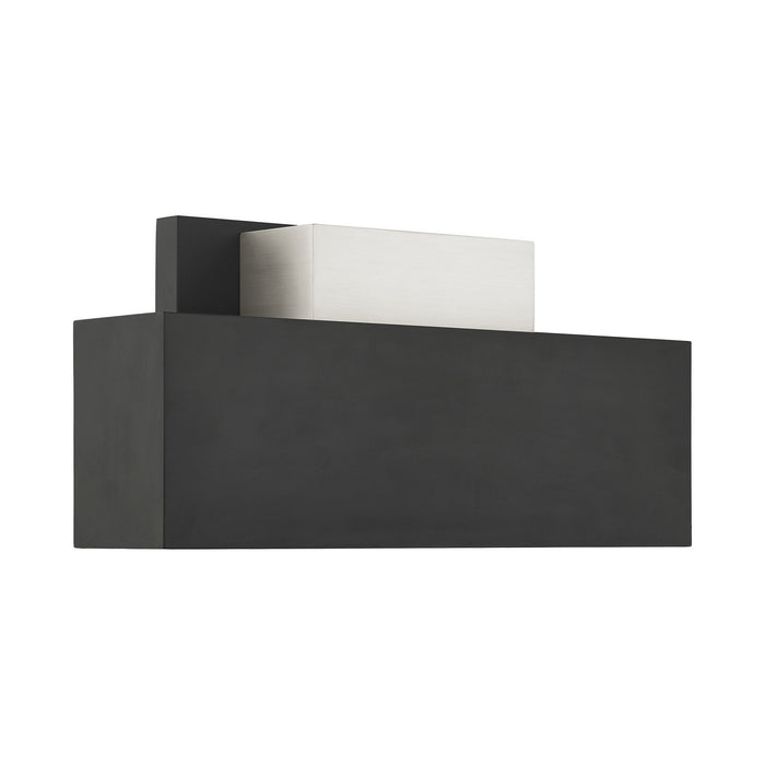 Livex Lighting 22424-04 Two Light Outdoor Wall Sconce, Black w/ Brushed Nickels