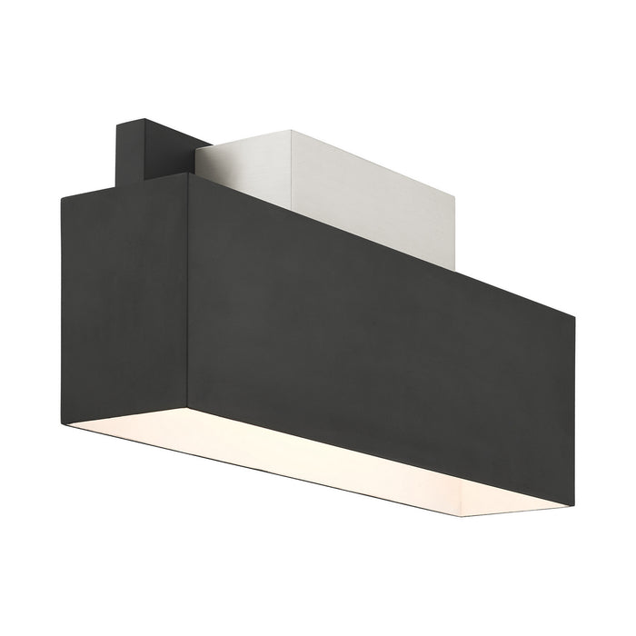 Livex Lighting 22424-04 Two Light Outdoor Wall Sconce, Black w/ Brushed Nickels