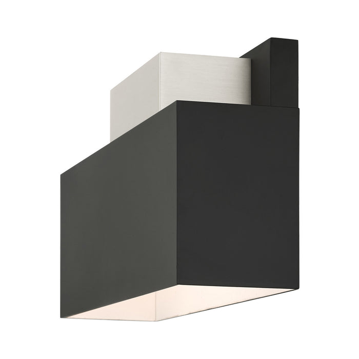 Livex Lighting 22424-04 Two Light Outdoor Wall Sconce, Black w/ Brushed Nickels