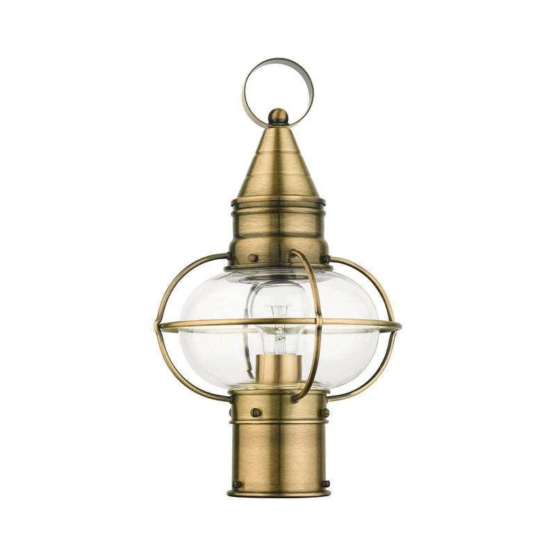 Livex Lighting 26902-01 One Light Outdoor Post Top Lantern, Antique Brass