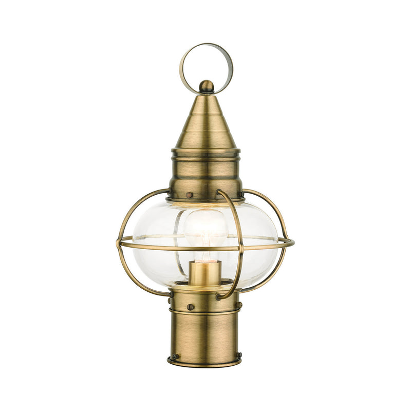 Livex Lighting 26902-01 One Light Outdoor Post Top Lantern, Antique Brass