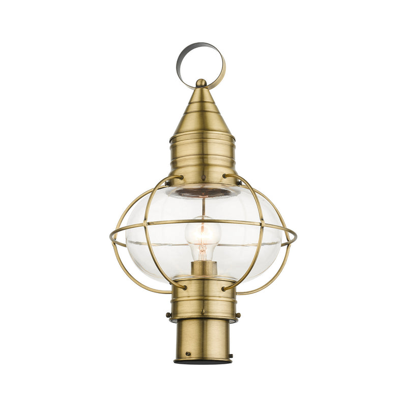 Livex Lighting 26905-01 One Light Outdoor Post Top Lantern, Antique Brass
