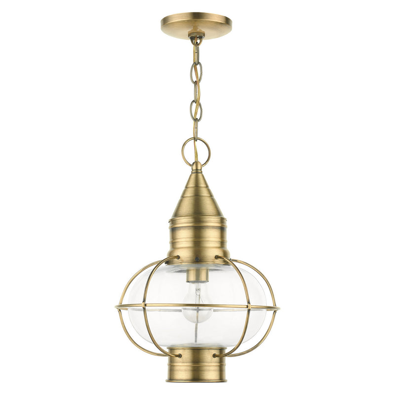 Livex Lighting 26906-01 One Light Outdoor Pendant, Antique Brass
