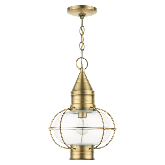 Livex Lighting 26906-01 One Light Outdoor Pendant, Antique Brass