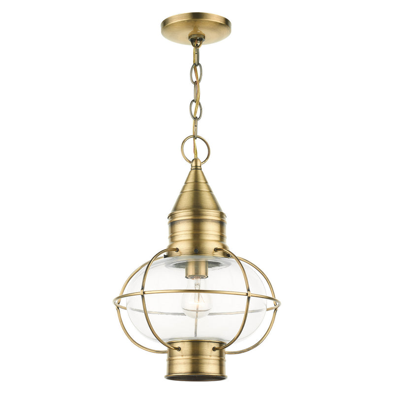 Livex Lighting 26906-01 One Light Outdoor Pendant, Antique Brass
